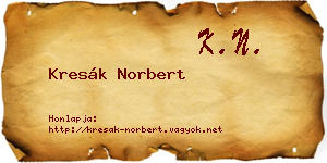 Kresák Norbert névjegykártya